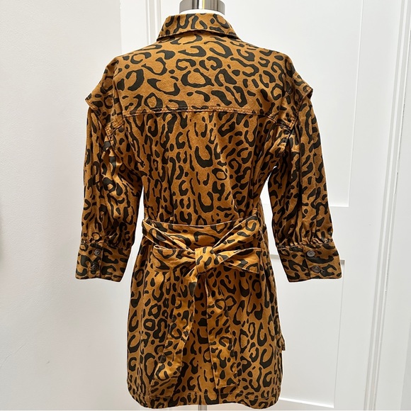 TARGET x Kahlana Barfield Brown Leopard Print LS Utility Denim A-Line Dress - Picture 11 of 15